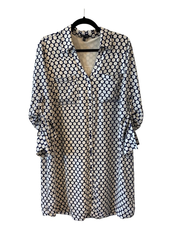Express Dresses & Skirts - Express Collar Dress Blue Polkadot
